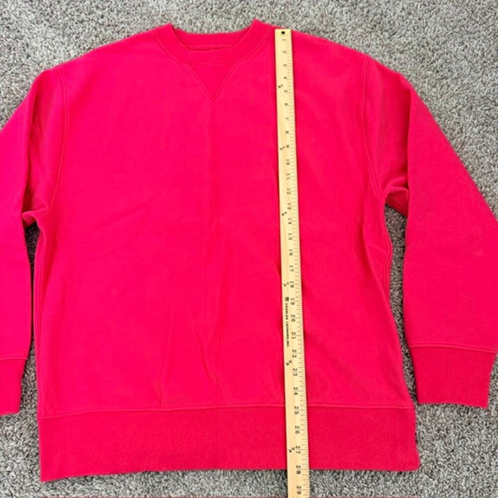 GAP Crew Neck Fleece Sweatshirt V-Notch Neck Detail Muted Watermelon Red Large - Picture 7 of 8